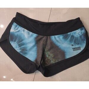 Hurley x Clark Little Phantom Board Shorts Women’s Black Blue Wave Print Small